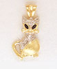 14K Gold Two-Tone Cat Pendant