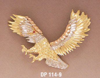 14K Gold Tri-Color Eagle Pendant