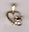 14K Gold Tri-Color Heart Pendant with CZ Stones