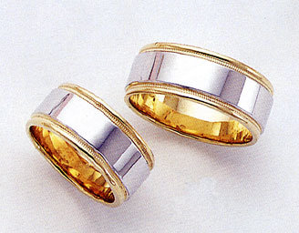 Two-Tone Design Wedding Bands - 8.5mm