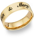 Antiqued 14K Gold Personalized Wedding Band Ring with Script Font