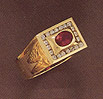 14K Gold Men's Red CZ Ring
