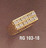 14K Gold Men's Two-Row White Cubic Zirconia Ring