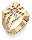 14K Gold Men's Channel Set CZ Ring