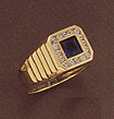14K Gold Men's Blue CZ Ring
