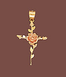 14K Gold Cross with Rose