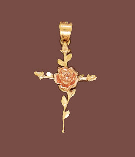14K Gold Cross with Rose