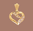 14K Gold Heart Pendant with Channel Set CZs