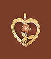 14K Gold Heart Pendant with Rose