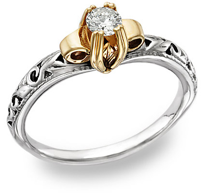Art Deco 1/2 Carat Diamond Ring - 14K Two-Tone Gold