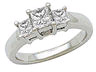 1/4 CaratThree-stone Princess Cut Diamond Ring