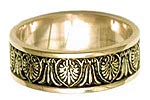 14K Gold Embossed Design Wedding Band Ring
