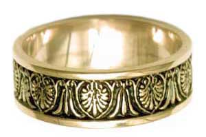 14K Gold Embossed Design Wedding Band Ring