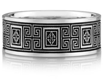 Celtic Maze Design Wedding Band Ring, 14K White Gold