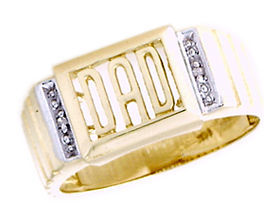 10K Gold Men's Diamond Dad Ring