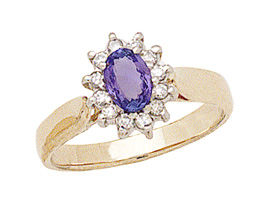 14K Gold Tanzanite and Diamond Two-tone Blossom Ring