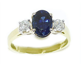 10K Gold Sapphire and Diamond Gold Twinkle Ring