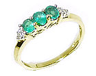 14K Gold Emerald Gemstone and Diamond Crown Ring