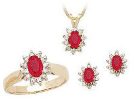 14K Gold Ruby and Diamond Set