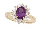 14K Gold Morning Glory Oval Amethyst & Diamond Ring
