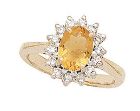 14K Gold Morning Glory Oval Citrine & Diamond Ring