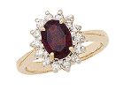 14K Gold Morning Glory Oval Garnet & Diamond Ring