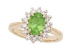 14K Gold Morning Glory Oval Peridot & Diamond Ring