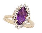 14K Gold Twilight Splendor Marquise Amethyst & Diamond Ring