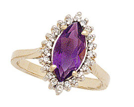 14K Gold Twilight Splendor Marquise Amethyst & Diamond Ring
