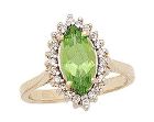 14K Gold Twilight Splendor Marquise Peridot & Diamond Ring