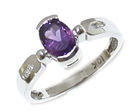 10K White Gold Amethyst and Diamond Gemstone Ring