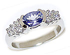 14K White Gold Tanzanite and Diamond Half Bezel Ring