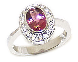14K Gold Oval Pink Tourmaline and Diamond Splendor Ring