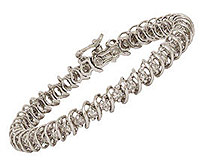 White Gold Traditional Swirl Diamond Tennis Bracelet - 3.0 Carat Diamonds