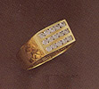 14K Gold 3 Row Men's CZ Ring