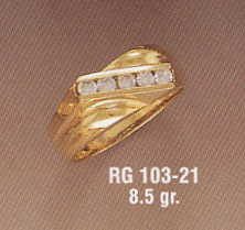 14K Gold 5 Stone Men's CZ Ring