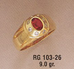 14K Gold Men's Red Round CZ Ring