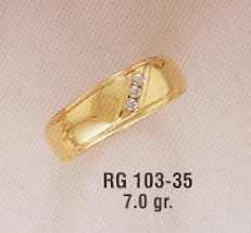 14K Gold 3 Stone Men's CZ Ring