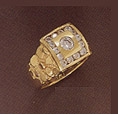 14K Gold Men's Nugget CZ Ring