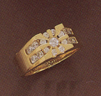 14K Gold Men's Design CZ Ring