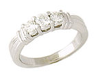 14K White Gold 1/2 Carat 3 Stone Ribbon Anniversary Ring