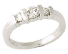 14K White Gold 1/2 Carat 3 Stone Diamond Ring