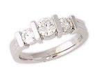 14K White Gold 1 Carat Three Stone Design Diamond Ring