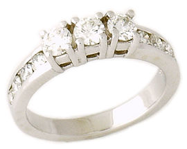 1 Carat Three-Stone Channel Diamond Ring