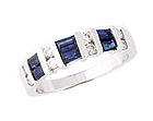 Diamond and Sapphire Baguette Channel Ring in 14K White Gold