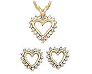 10K Gold Diamond Heart Pendant and Earrings Set