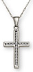 10K White Gold Small Channel Diamond Cross Pendant