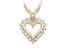 10K Gold 1/4 Carat Diamond Heart Pendant