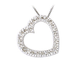 14K White Gold 1/4 Carat Diamond Slide Heart Pendant