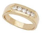 14K Gold Men's 1/2 Carat Five Diamond Channel Ring